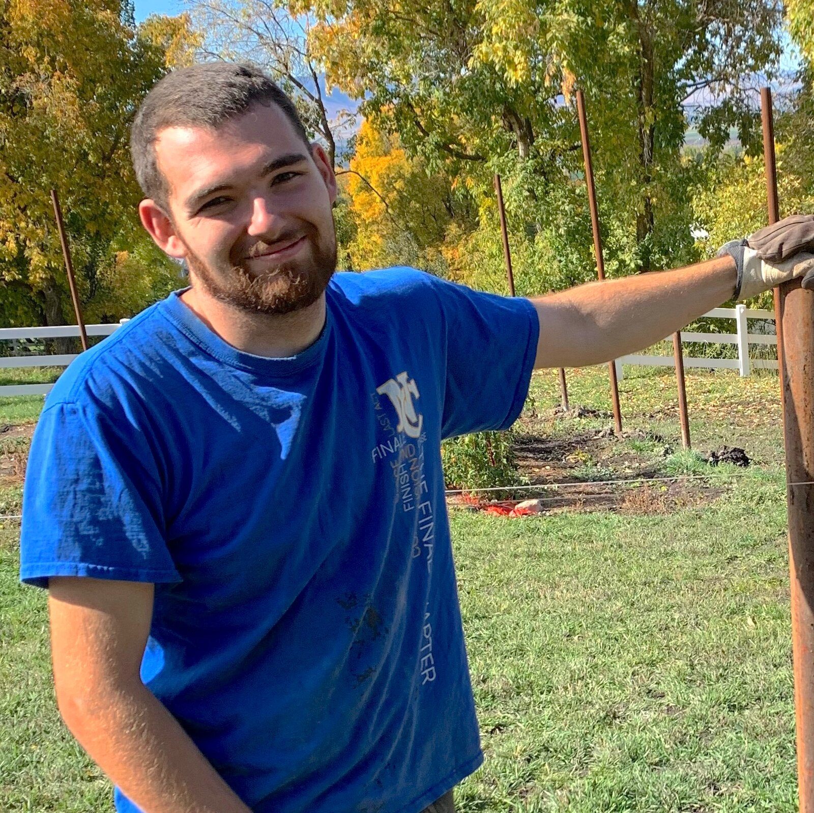 Jimmie Stewart working on a pipe fence project